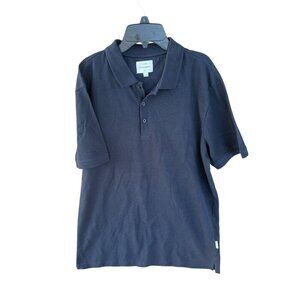 Peter Werth London Navy Polo Shirt Mens L Short Sleeve Cotton Textured Design Cl